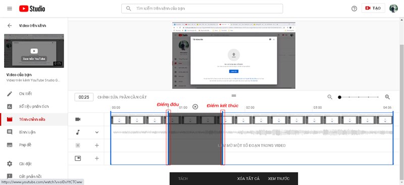3 Cách cắt video trên Youtube nhanh gọn nhất “trong 1 nốt nhạc” 17 Kéo thanh trượt để chọn điểm bắt đầu và kết thúc của đoạn video mà bạn muốn giữ lại