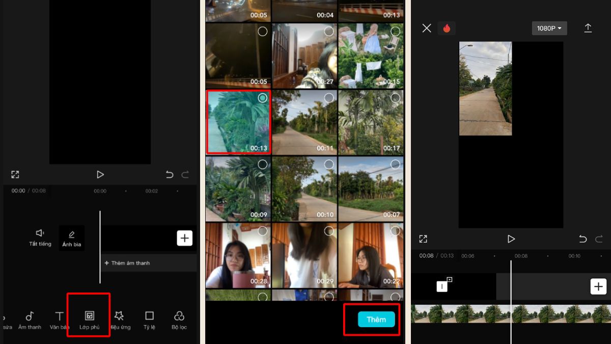 Bước 3: Thêm lớp phủ và căn chỉnh video Bước 3: Thêm lớp phủ và căn chỉnh video