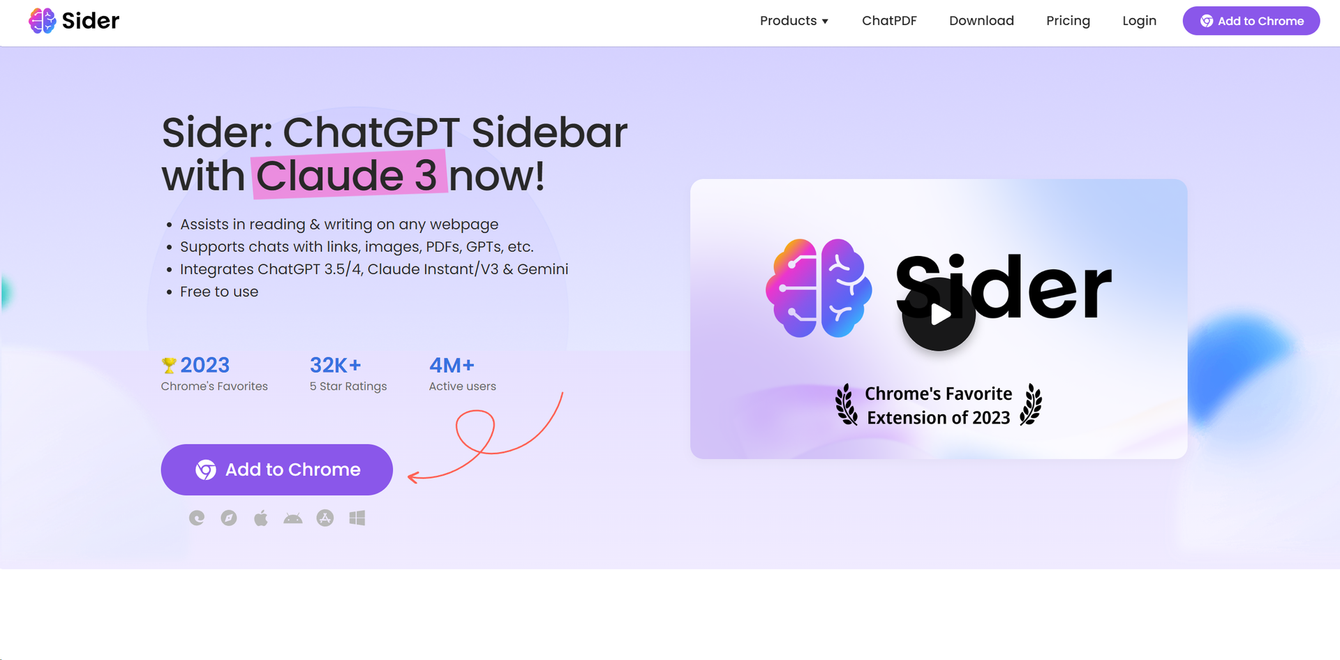 Giao diện website Sider AI Pro Giao diện website Sider AI Pro