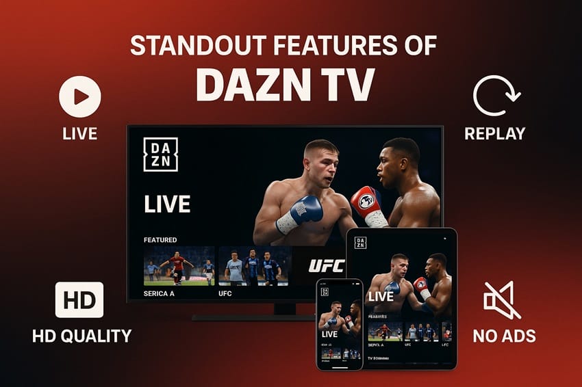Các tính năng nổi bật của tài khoản DAZN TV trên nhiều thiết bị