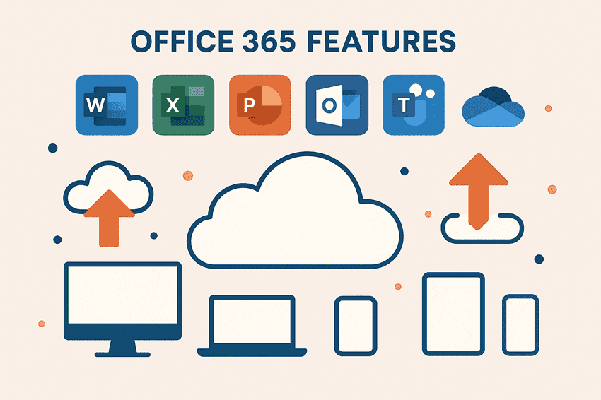 tính năng Office 365 với các ứng dụng Word Excel PowerPoint