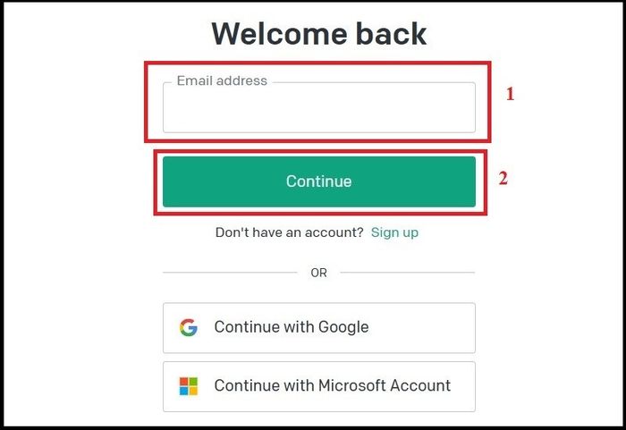 Cách đổi mật khẩu Chatgpt và Open AI trong “1 nốt nhạc” 2 Nhập email tài khoản