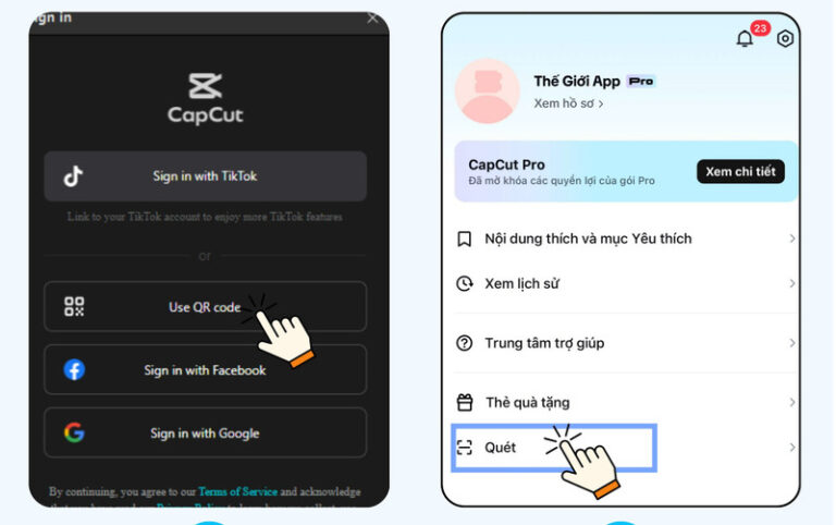 5 Cách đăng nhập Sản phẩm Capcut Pro nhanh “trong 1 nốt nhạc