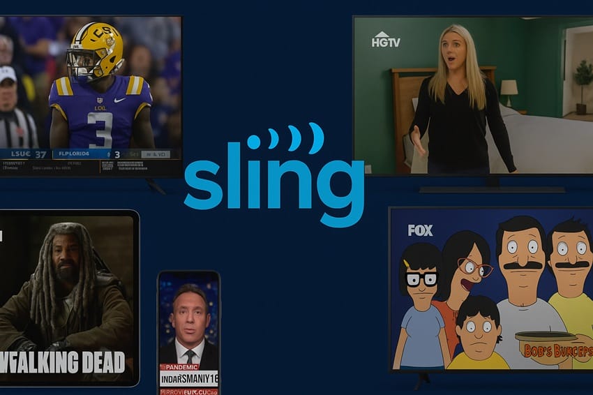 Banner chính dịch vụ Sling TV - Streaming TV tốt nhất Tài khoản Sling TV premium với hơn 100 kênh truyền hình chất lượng cao