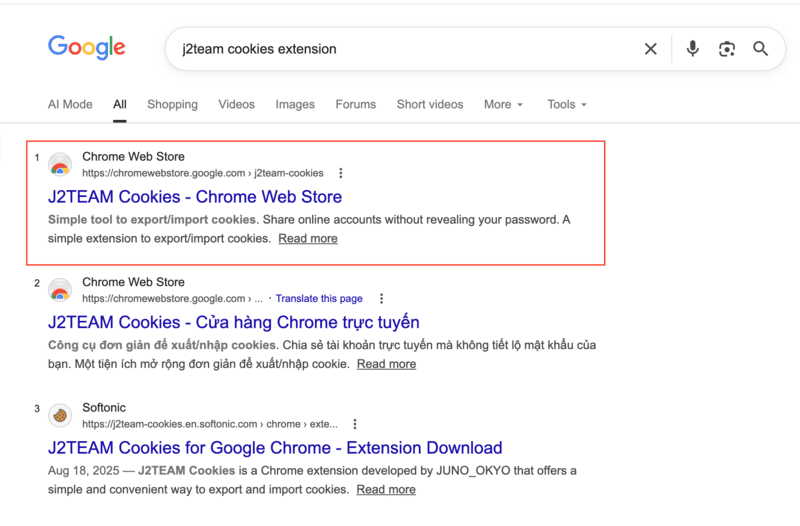 Cách sử dụng J2team cookies đăng nhập các tài khoản bản quyền chi tiết từ A đến Z 3 Vào Google tìm kiếm cụm J2team Cookies Extention