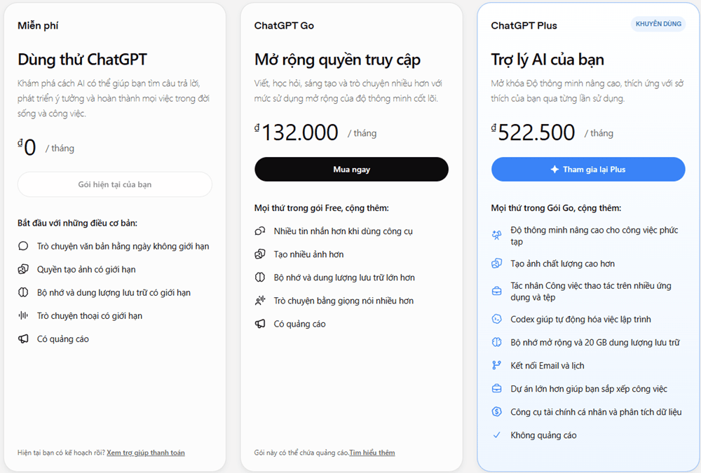 ChatGPT Plus và ChatGPT miễn phí: nào phù hợp với bạn? 3 ChatGPT Plus là gói đăng ký trả phí do OpenAI cung cấp