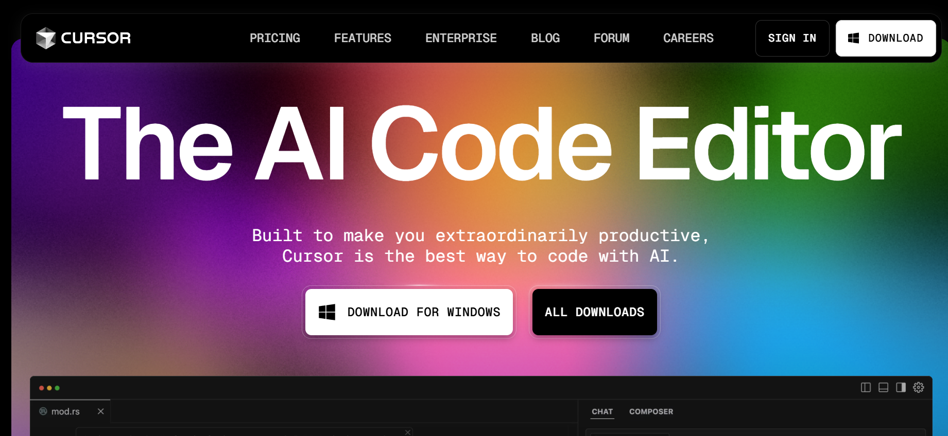 Bạn tiến hành tải xuống Cursor AI Bạn tiến hành tải xuống Cursor AI