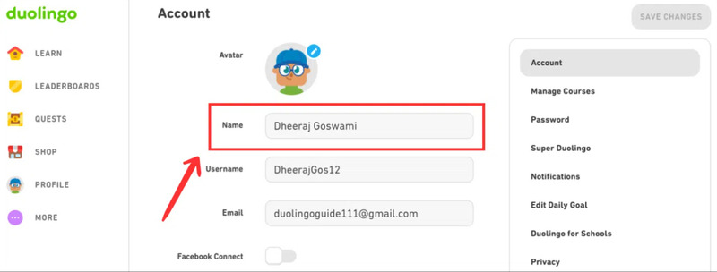 Ở phần Profile Settings (Cài đặt hồ sơ), bạn tìm đến ô “Name” hoặc “Username” Ở phần Profile Settings (Cài đặt hồ sơ), bạn tìm đến ô “Name” hoặc “Username”