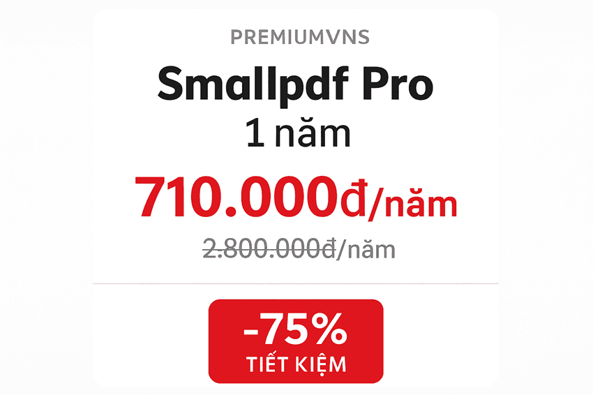 Bảng giá tài khoản SmallPDF Pro với so sánh tiết kiệm chi phí