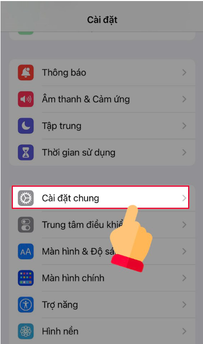 Cài đặt chung IOS Cài đặt chung IOS