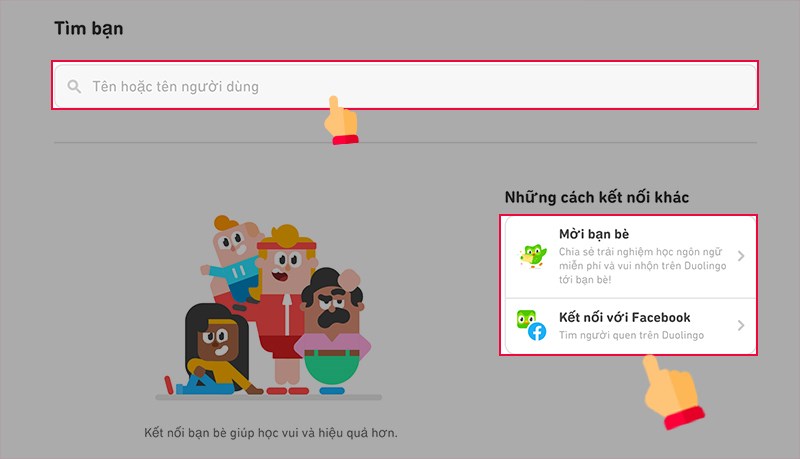 Chọn mục “Tìm bạn bè” Chọn mục “Tìm bạn bè”