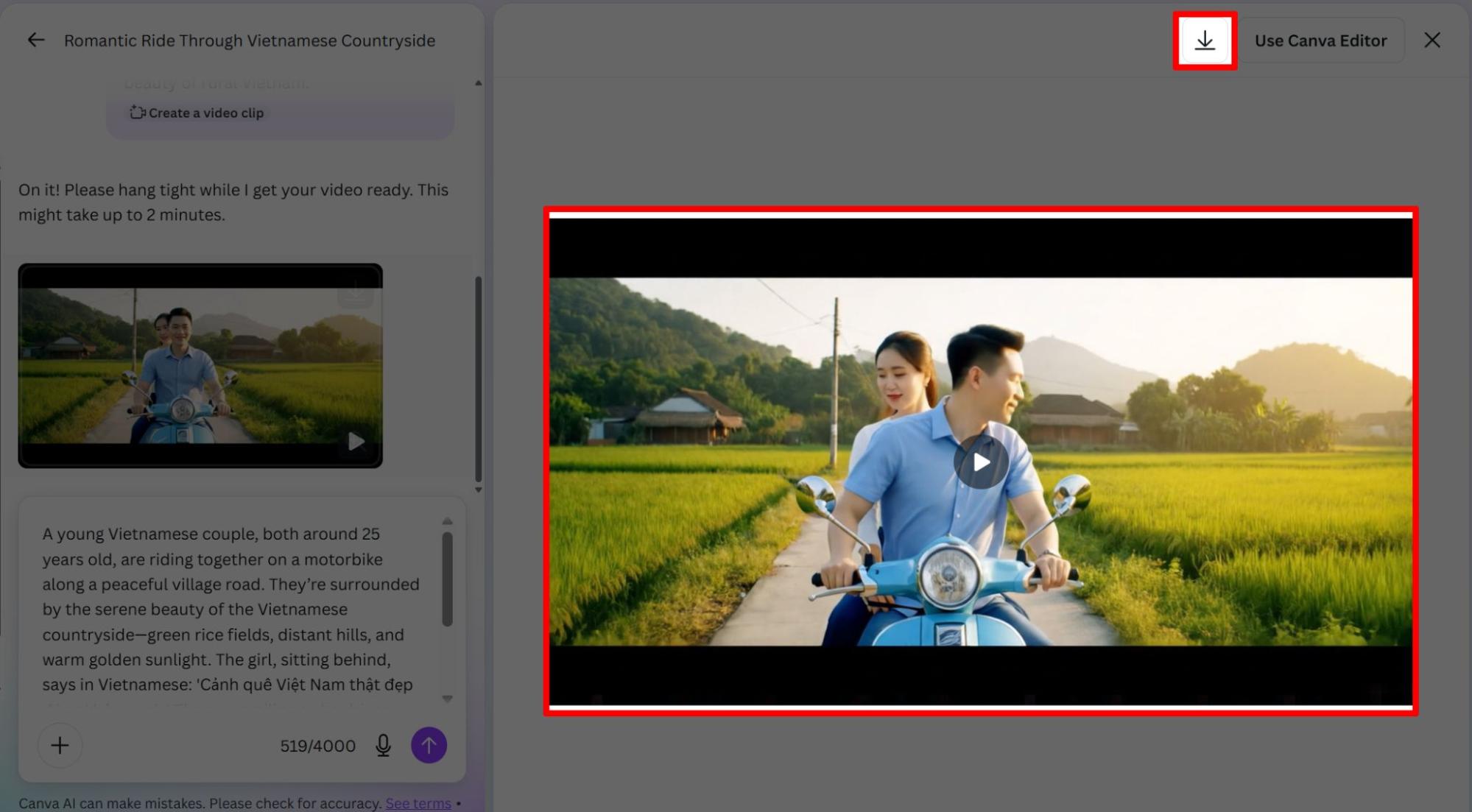 Hệ thống sẽ mất khoảng 2 phút để dựng video dựa trên nội dung bạn cung cấp Hệ thống sẽ mất khoảng 2 phút để dựng video dựa trên nội dung bạn cung cấp