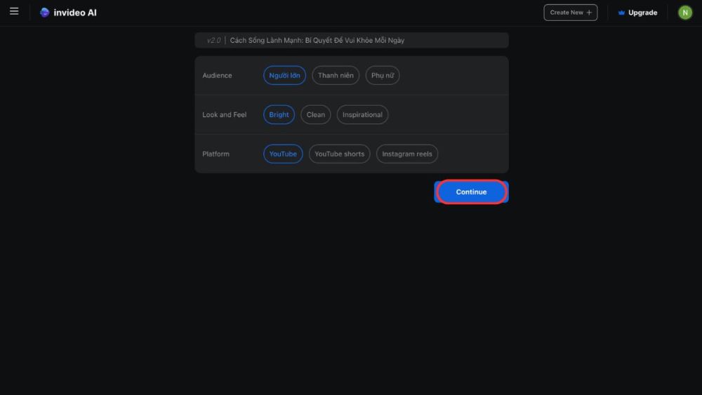 InVideo AI sẽ đề xuất một số chủ đề (themes), định dạng và phong cách hình ảnh phù hợp InVideo AI sẽ đề xuất một số chủ đề (themes), định dạng và phong cách hình ảnh phù hợp