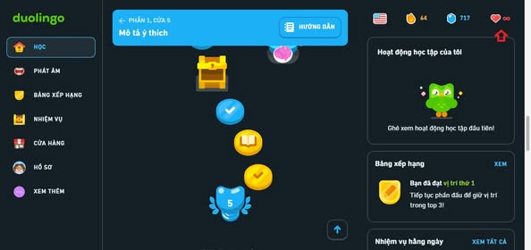 Mở ứng dụng Duolingo trên điện thoại hoặc truy cập website Mở ứng dụng Duolingo trên điện thoại hoặc truy cập website