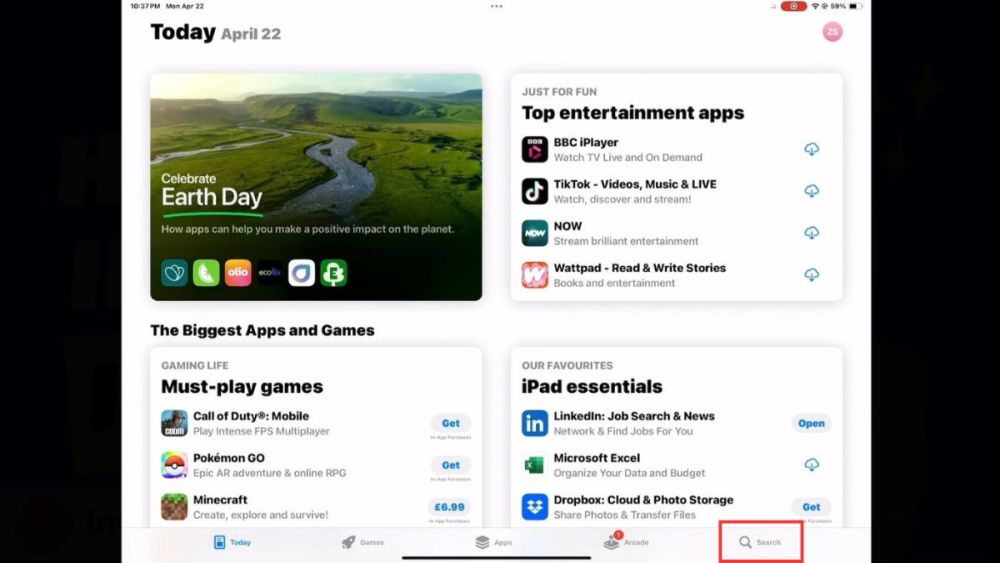Nhấn vào biểu tượng App Store trên màn hình chính iPhone Nhấn vào biểu tượng App Store trên màn hình chính iPhone