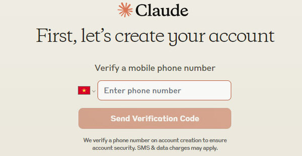 Nhập số điện thoại và nhấn “Send Verification Code” Nhập số điện thoại và nhấn “Send Verification Code”