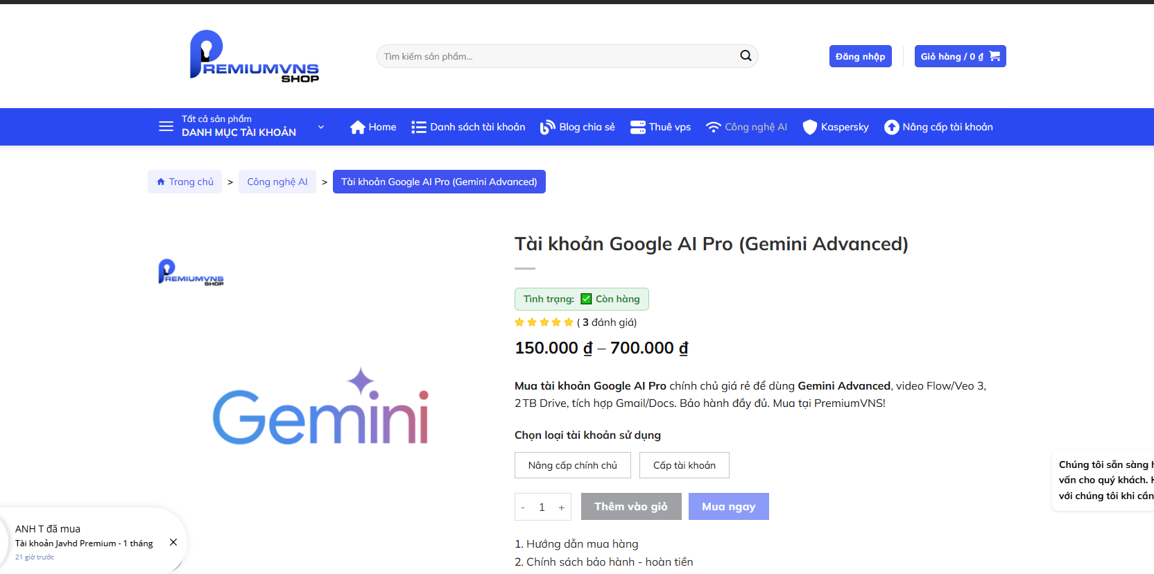 Premiumvns Shop - Địa chỉ bán tài khoản Google AI Pro uy tín, giá rẻ Premiumvns Shop - Địa chỉ bán tài khoản Google AI Pro uy tín, giá rẻ
