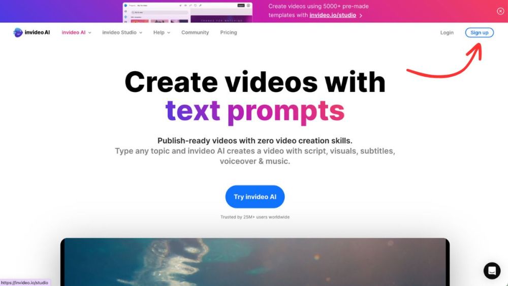 Truy cập trang web chính thức InVideo AI Truy cập trang web chính thức InVideo AI