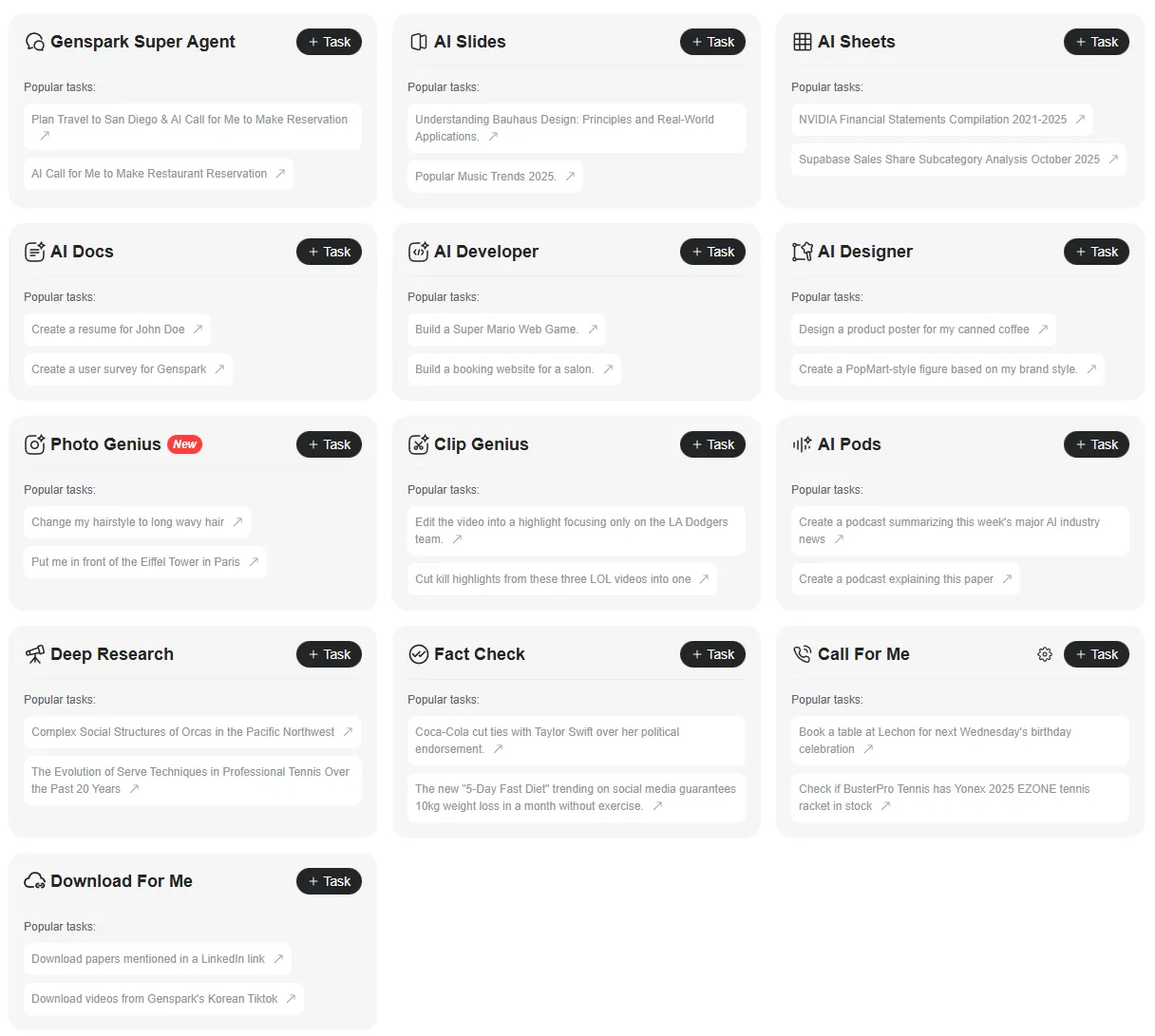 Tính năng Agents nâng cao trong Genspark AI Plus