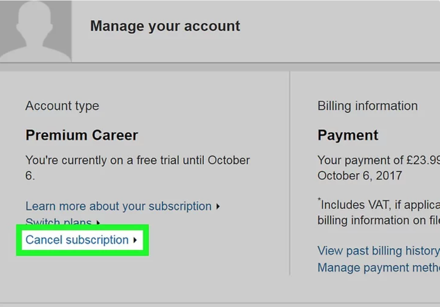 Kéo xuống và nhấp vào Manage Premium Account Kéo xuống và nhấp vào Manage Premium Account