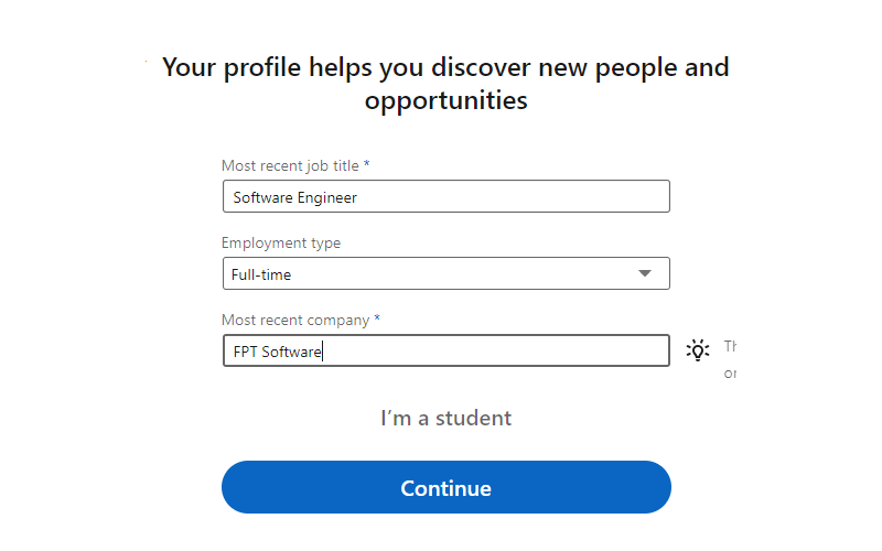 Nhập thông tin nghề nghiệp hoặc học tập trong Linkedin Nhập thông tin nghề nghiệp hoặc học tập trong Linkedin