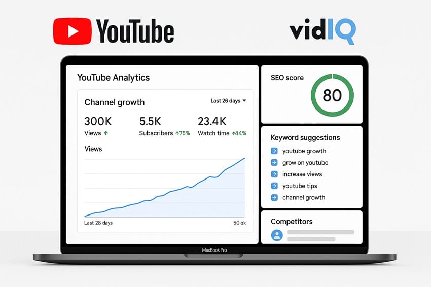 Phân tích hiệu suất kênh YouTube và công cụ tăng trưởng với vidIQ Boost