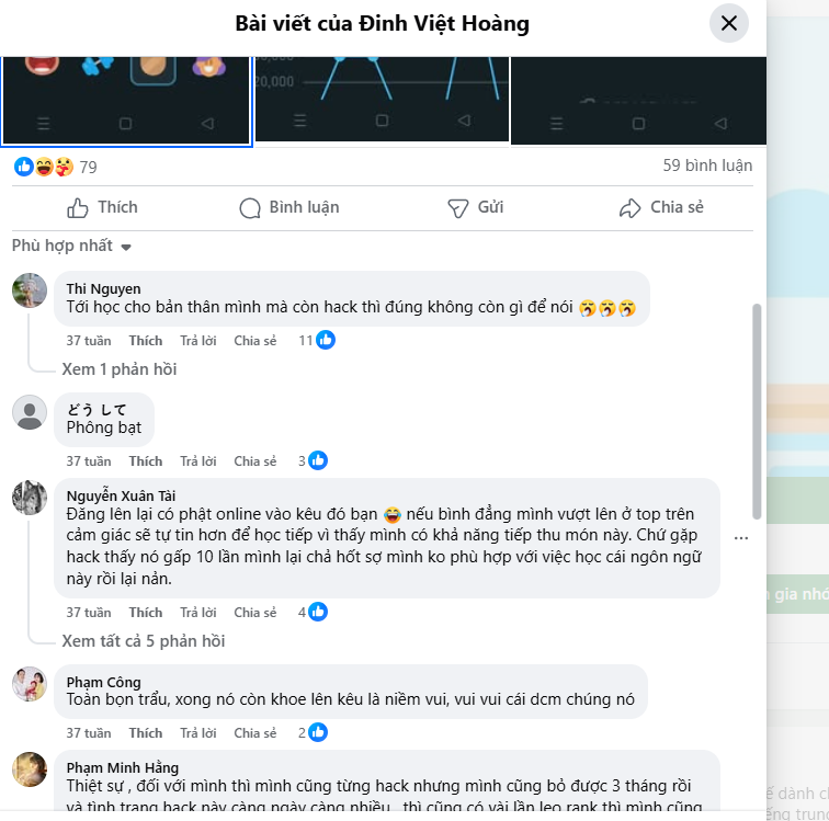 Bình luận khó chịu của người học khi thấy người khác Hack Duolingo Bình luận khó chịu của người học khi thấy Hack Duolingo