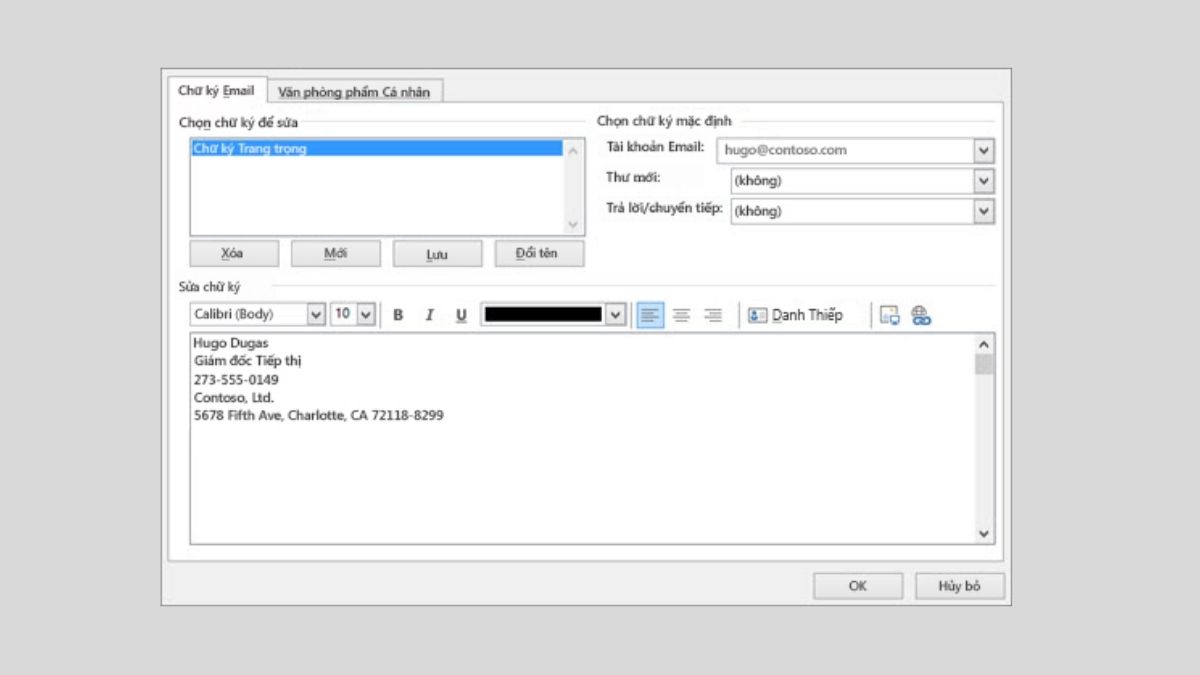 Chữ ký trong Outlook Chữ ký trong Outlook