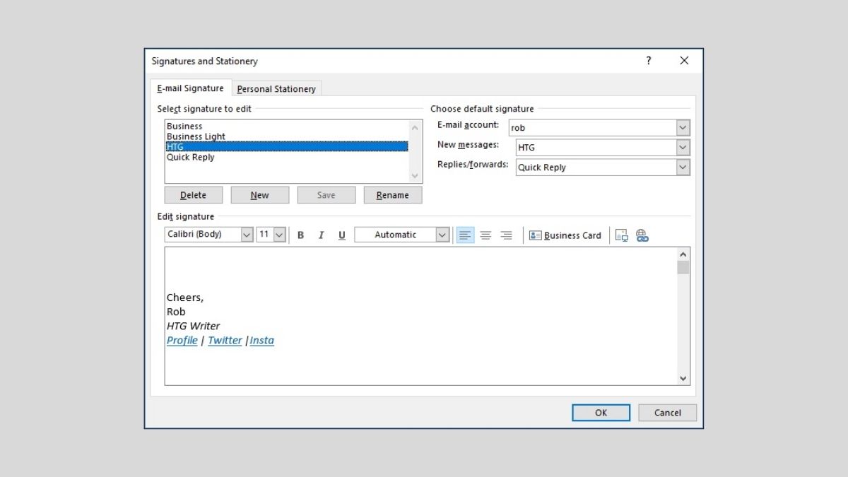 Edit signature outlook Edit signature outlook