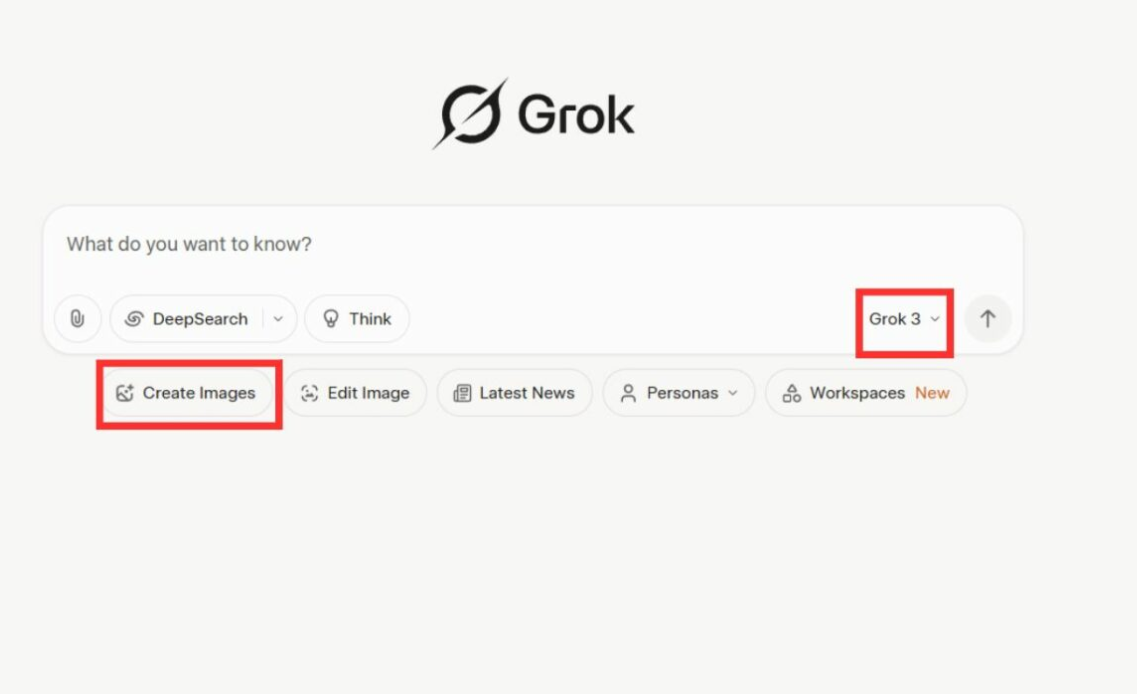 Create Image” để bắt đầu tạo ảnh Grok AI