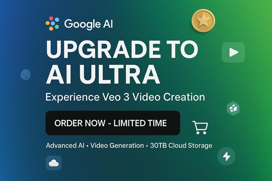 Nâng cấp lên Google AI Ultra ngay - Trải nghiệm Veo 3 Video Creation với AI tiên tiến và 30TB lưu trữ