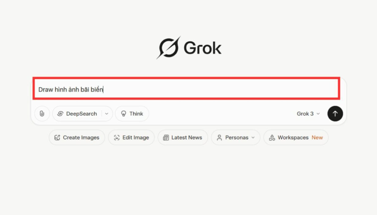 Nhập prompt mô tả Grok AI