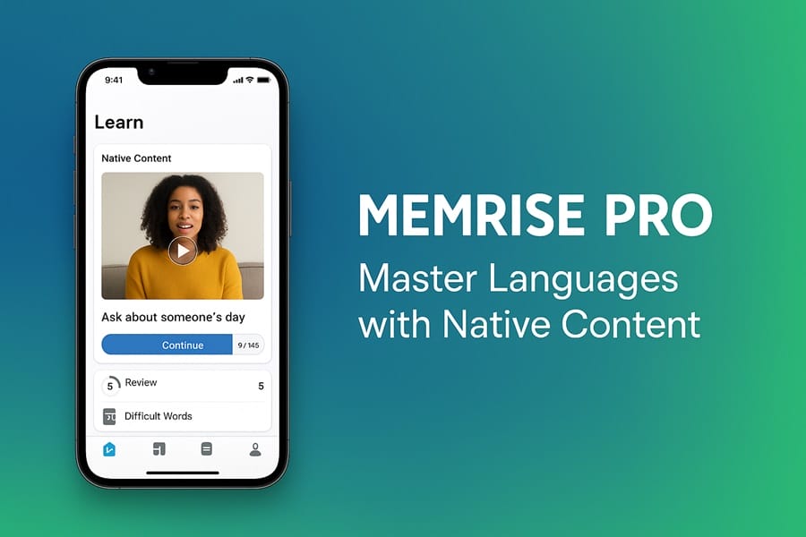 Tài khoản Memrise Pro - Học với nội dung người bản ngữ Memrise Pro banner học ngoại ngữ với video người bản ngữ chuyên nghiệp