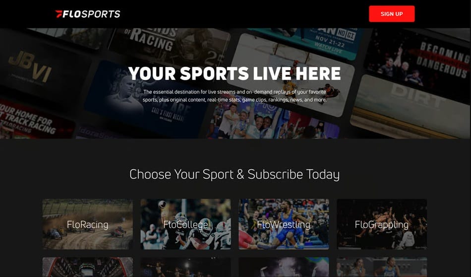 Tài khoản FloSports PRO 5 Giao diện trang FloSports TV