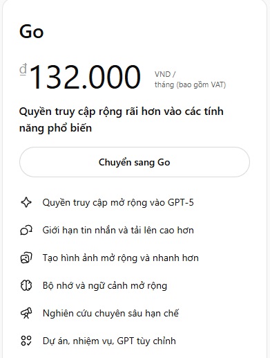 Điểm nổi bật ChatGPT Go
