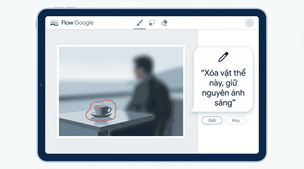 Flow Google cập nhật mới? Hướng dẫn dùng Flow Veo 3.1 9 Flow Google cho phép khoanh vùng để chỉnh sửa đúng chỗ, giúp giảm làm lại toàn bộ ảnh