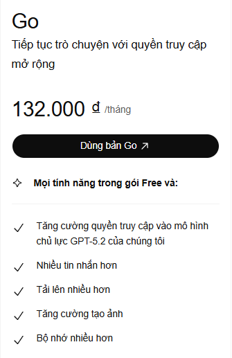 Gói cước chatGPT go