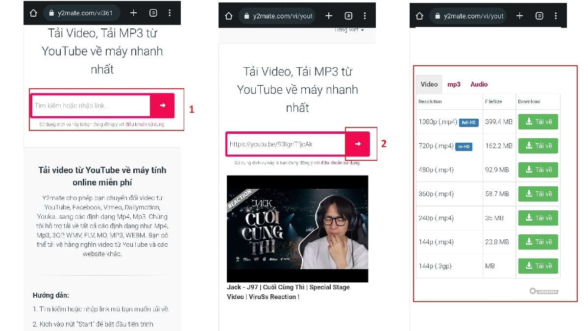 Chọn chất lượng video phù hợp trước khi bắt đầu tải về máy