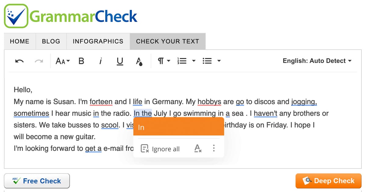 Grammacheck kiểm tra lỗi ngữ pháp và chính tả đơn giản, nhanh chóng