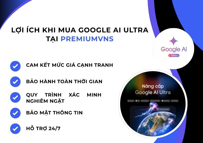 Google AI Ultra 4 Những lợi ích khi mua Sản phẩm Google AI Ultra tại PremiumVNS