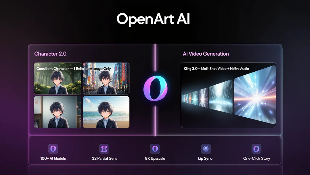 Tài khoản OpenArt 8 Tính năng Character 2.0 và Kling 3.0 trên OpenArt