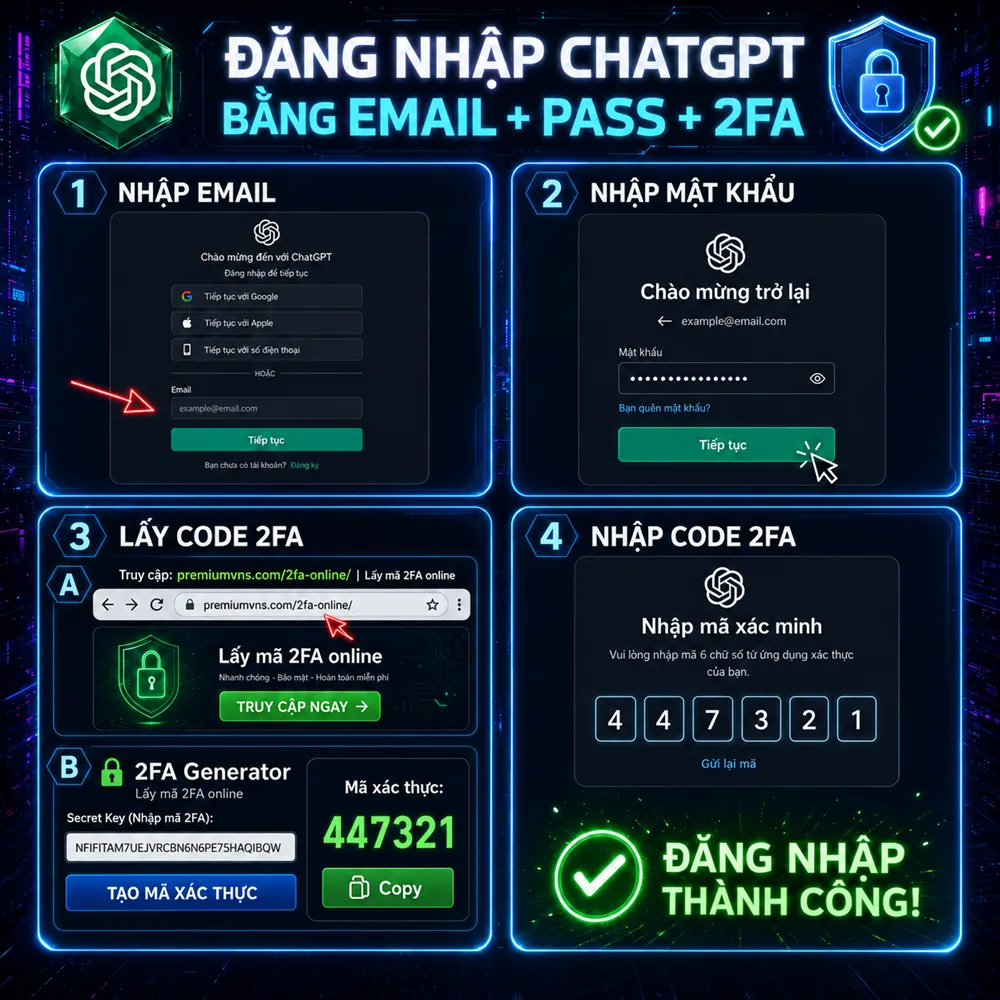 Nâng cấp ChatGPT Plus 7 Hướng dẫn đăng nhập ChatGPT bằng mã 2FA