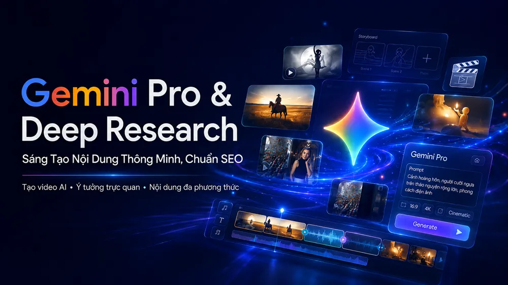 Google AI Pro (Gemini) — Nâng Cấp Chính Chủ 10 Gemini Pro và Deep Research trên Google AI Pro hỗ trợ nghiên cứu chuyên sâu