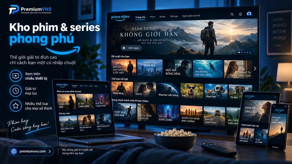 Giao diện kho phim và series trên Amazon Prime Video