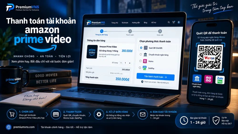 Thanh toán mua tài khoản Amazon Prime Video qua QR tại PremiumVNS