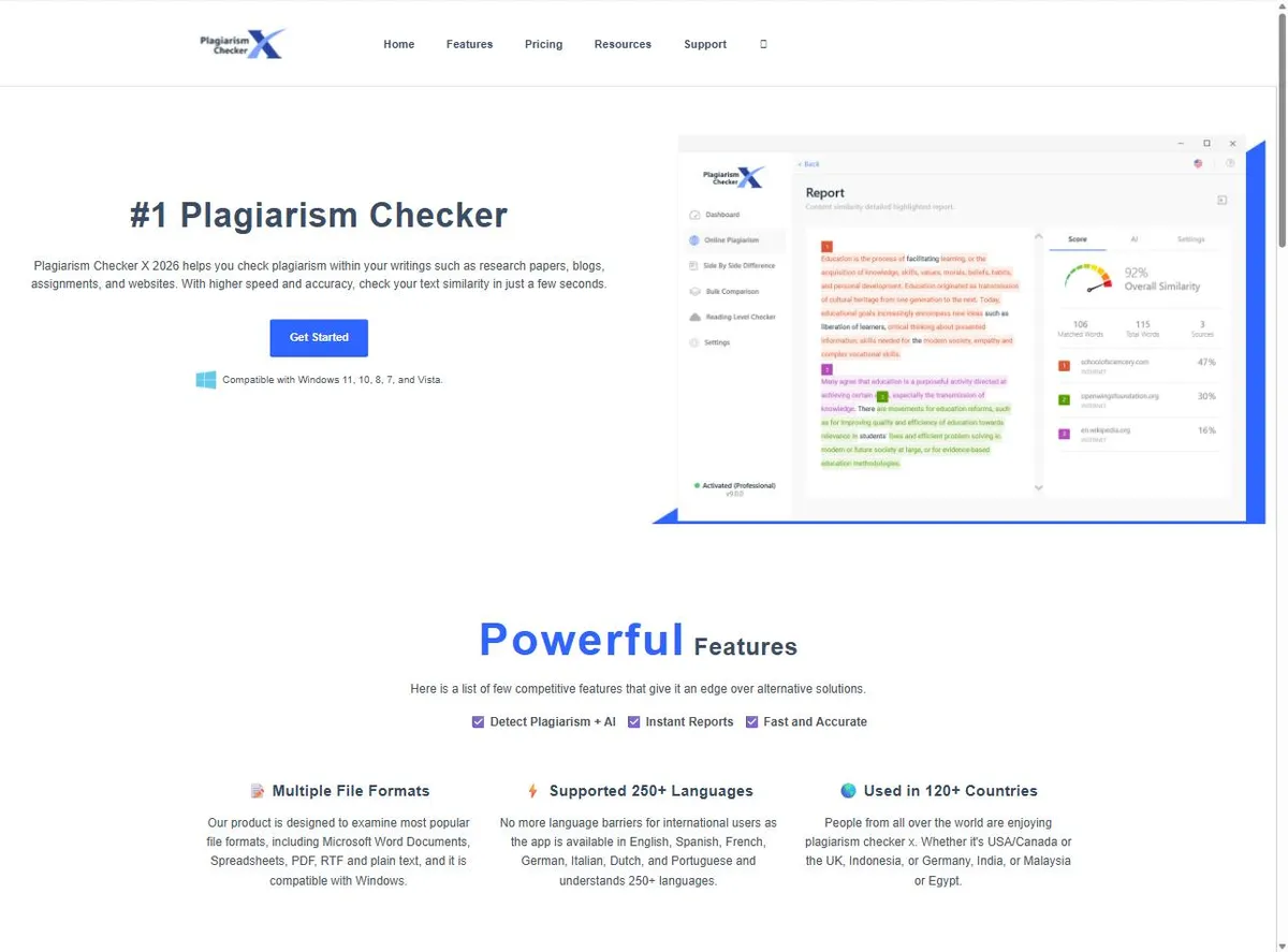 Trang chủ phần mềm check đạo văn Plagiarism Checker X 2026