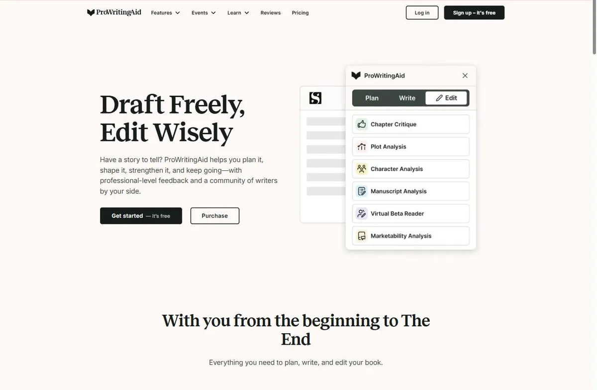 Trang chủ ProWritingAid, công cụ kiểm tra ngữ pháp và văn phong