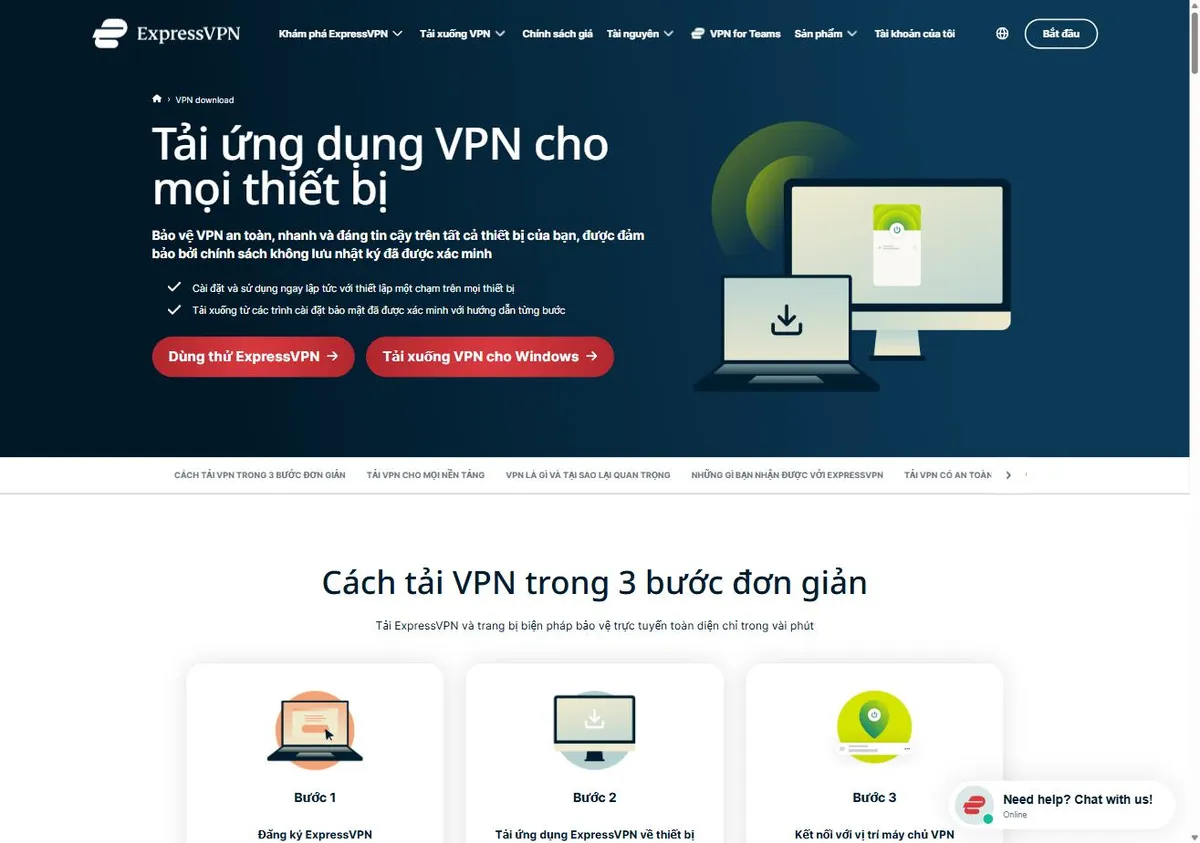 Tổng hợp các dịch vụ VPN tốt nhất 2026 4 Trang tải ứng dụng ExpressVPN cho các thiết bị