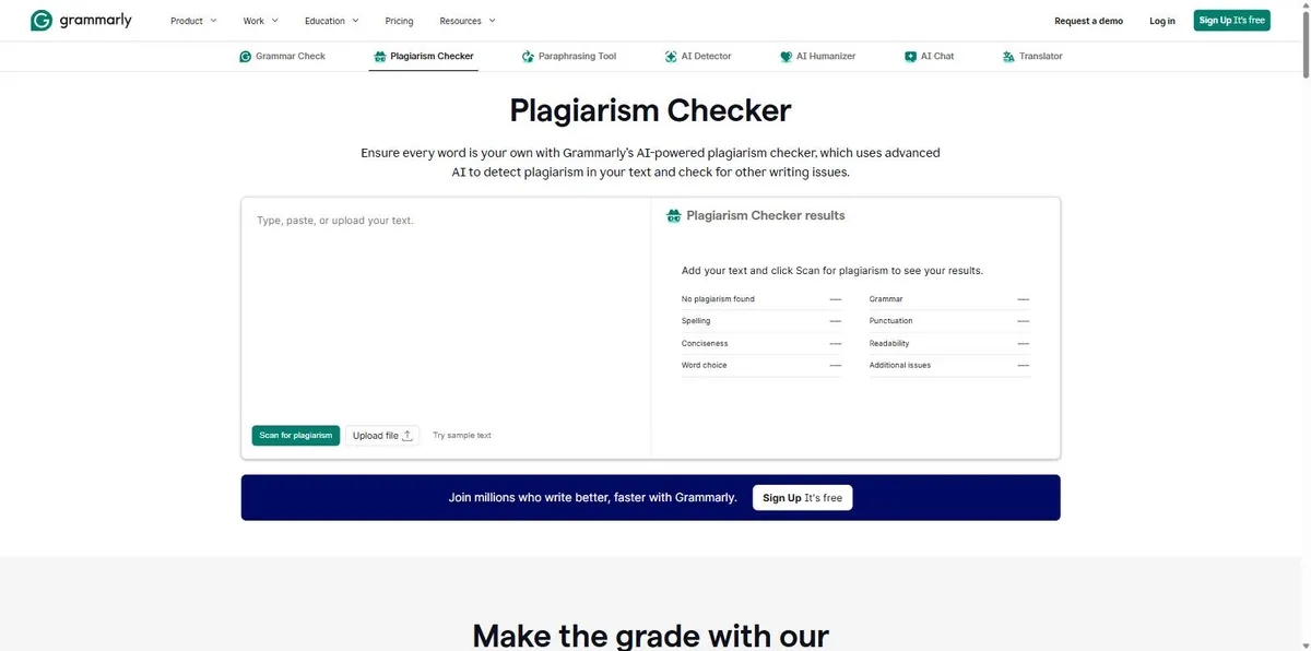 Trang Plagiarism Checker của Grammarly