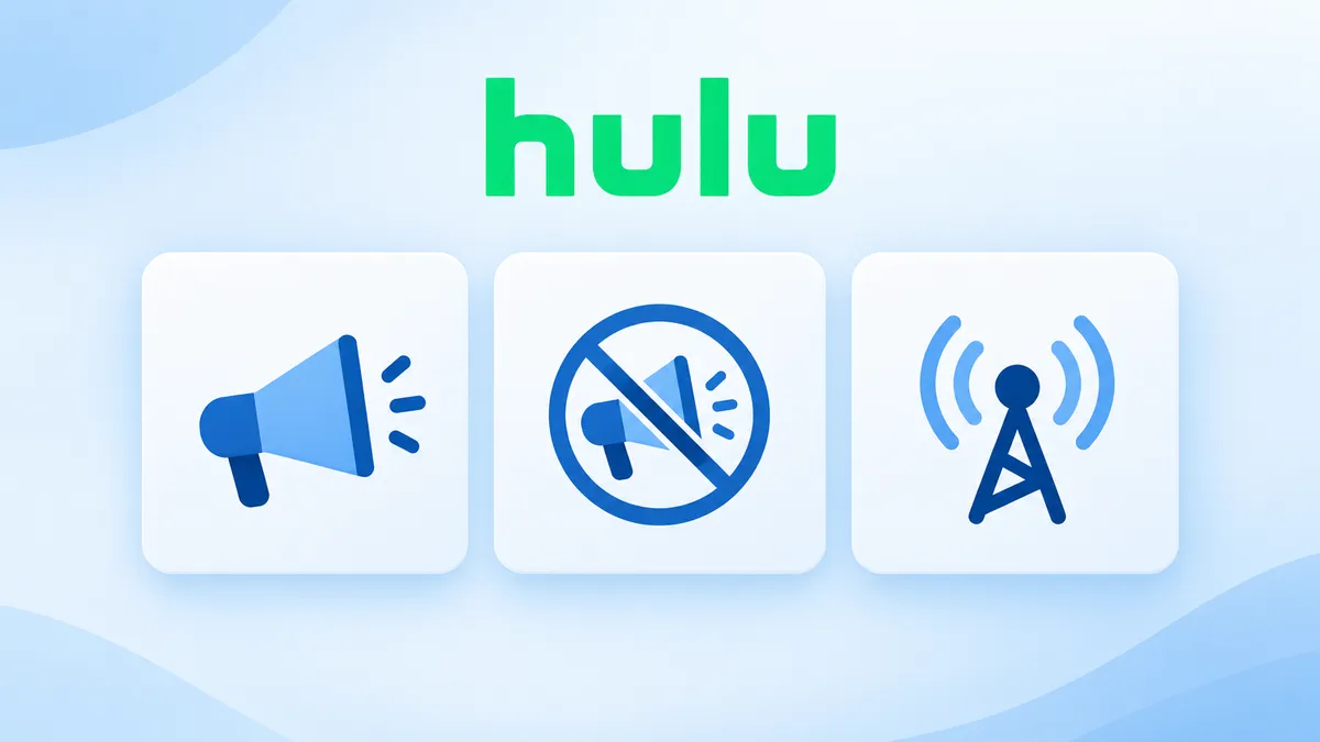 Minh họa ba loại gói Hulu: có quảng cáo, không quảng cáo và truyền hình trực tiếp